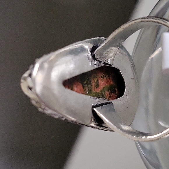 925 Sterling Silver Unakite Natural Gemstone Ring - Picture 6 of 7